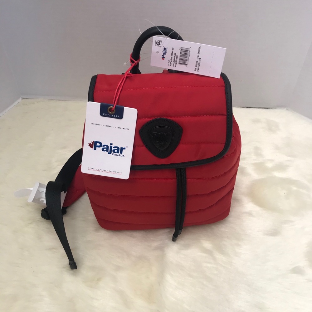 Pajar Jaden Red Nylon/Leather Mini Backpack NWT